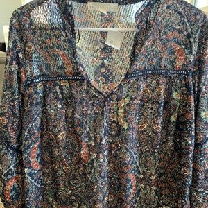 Blue Paisley Love Stitch Blouse